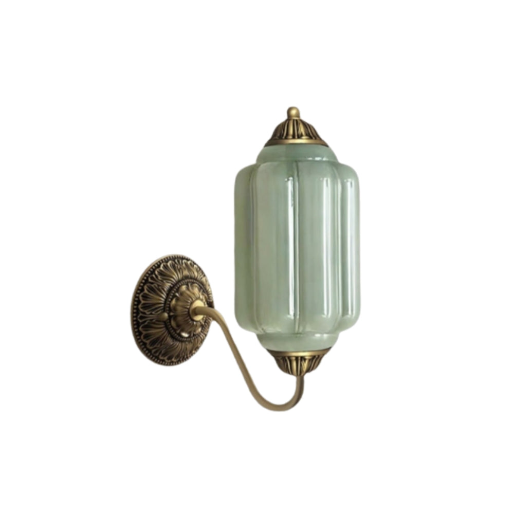 Applique classica in ottone con paralume in vetro - Illuminazione per corridoio
